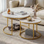 Artiss Nesting Coffee Table Set of 2 Round Marble Effect 70/50cm White & Gold