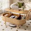 Artiss Lift Top Coffee Table Fluted Centre Table with Hidden Storage Oval 100cm