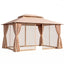 Instahut Gazebo 3x4m Canopy Outdoor Steel Frame Patio Tent Curtains Marquee Beige