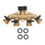 4 Way Water Splitter Brass Ball Valve Distributor for Garden Watering Agricultural Irrigation Car Washing US Style