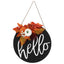 Round Wood Door Sign Farmhouse Front Door Hanging Welcome Sign Decors for Halloween ChristmasLeaf Ginkgo