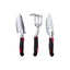 3-Piece Red Gardening Tool Set - Heavy Duty Aluminum Alloy with Bonus Claw Gardening Gloves - Rust Resistant Hand Trowel, Cultivator and Transplanter for Planting, Digging and Weeding
