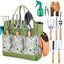 Premium 9-Piece Stainless Steel Garden Tool Set with Durable Storage Tote Bag – Heavy Duty Gardening Hand Kit with Ergonomic Wooden Handles, Pruning Shears and Spray Bottle