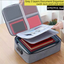 Grey 3-Layer Large Capacity Document Organiser Bag with 3-Digit Combination Lock, Waterproof Oxford Fabric File Storage Case for Passports Cards Certificates USB Drives (37 × 28 × 10 cm)