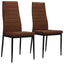 Slim Profile Dining Chairs in Brown Fabric — Set of 2