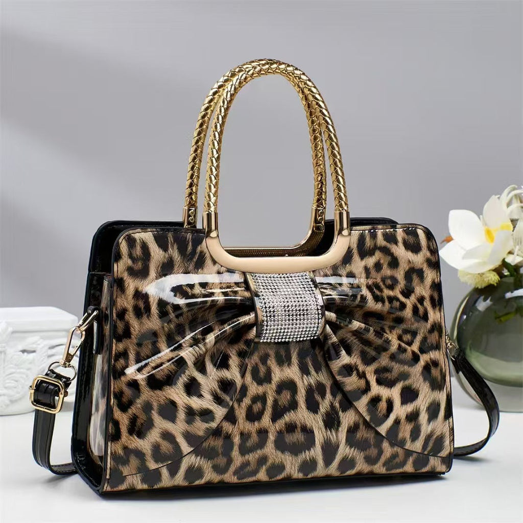 Embellished Versatile Leopard-print Womens Bag - Khaki / 29X12X21CM - Bags Backpacks & Luggage