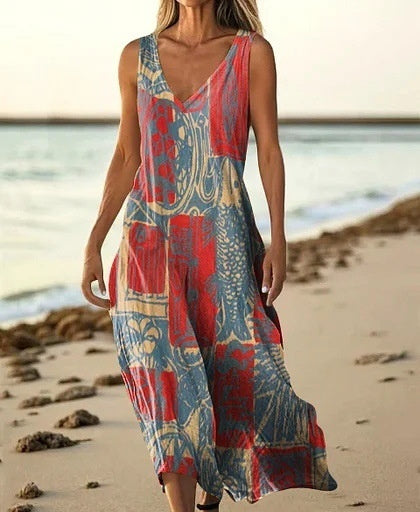 Summer Sleeveless Casual Print Temperament Long Dress - 44 Model E688 / L - Dresses