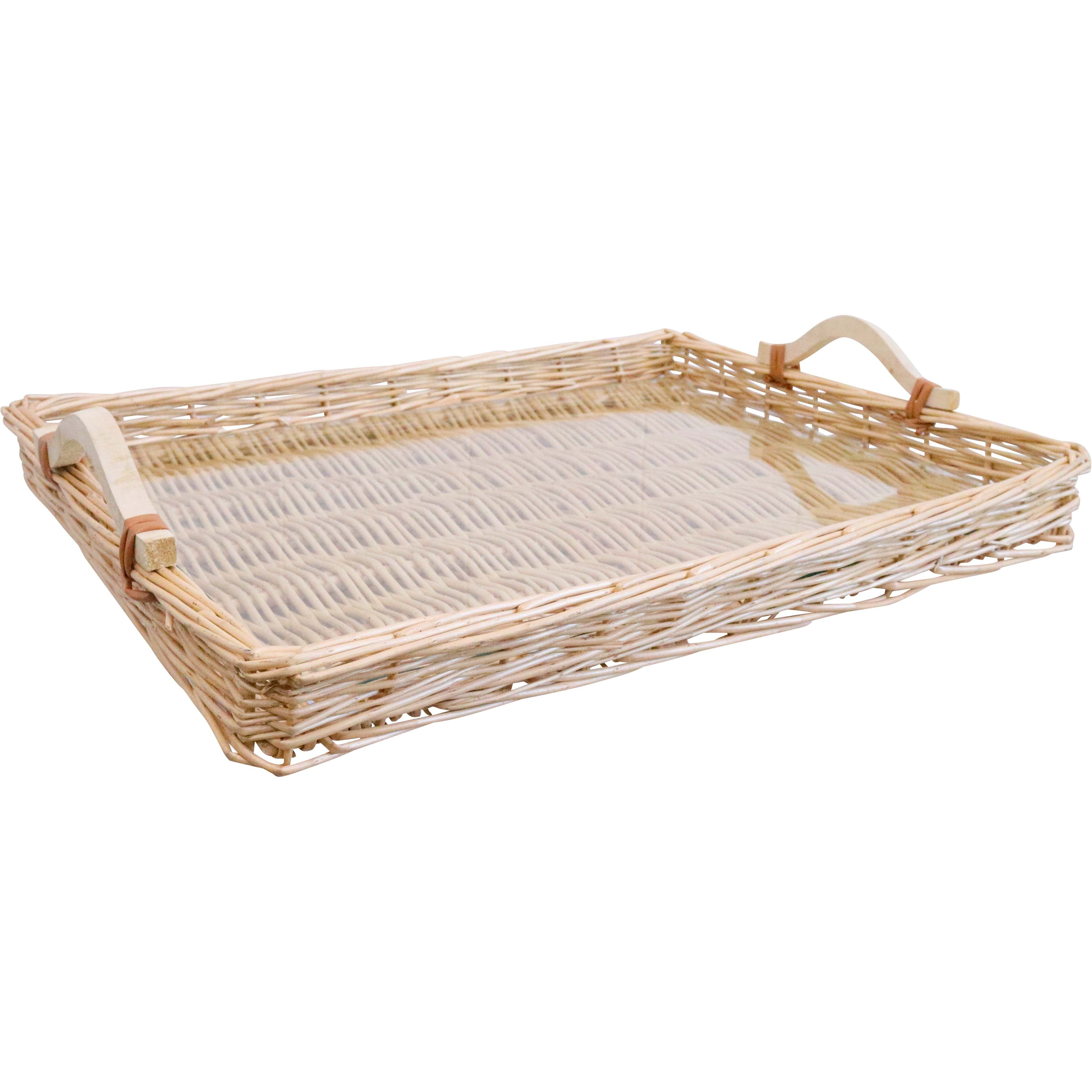 Tray Woven Xl W/glass | 54 x 40 x 5 cm