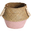 Belly Basket Pink/nat Beads | 28 x 28 x 22 cm