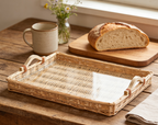 Tray Woven Xl W/glass | 54 x 40 x 5 cm