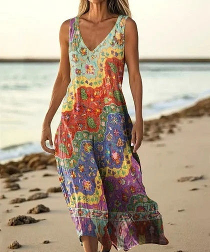 Summer Sleeveless Casual Print Temperament Long Dress - 52 Model E688 / L - Dresses