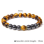 Tiger Eye Stone Bracelet Natural Stone Bracelet - Yellow Tiger / 8mm - Stone Bracelets