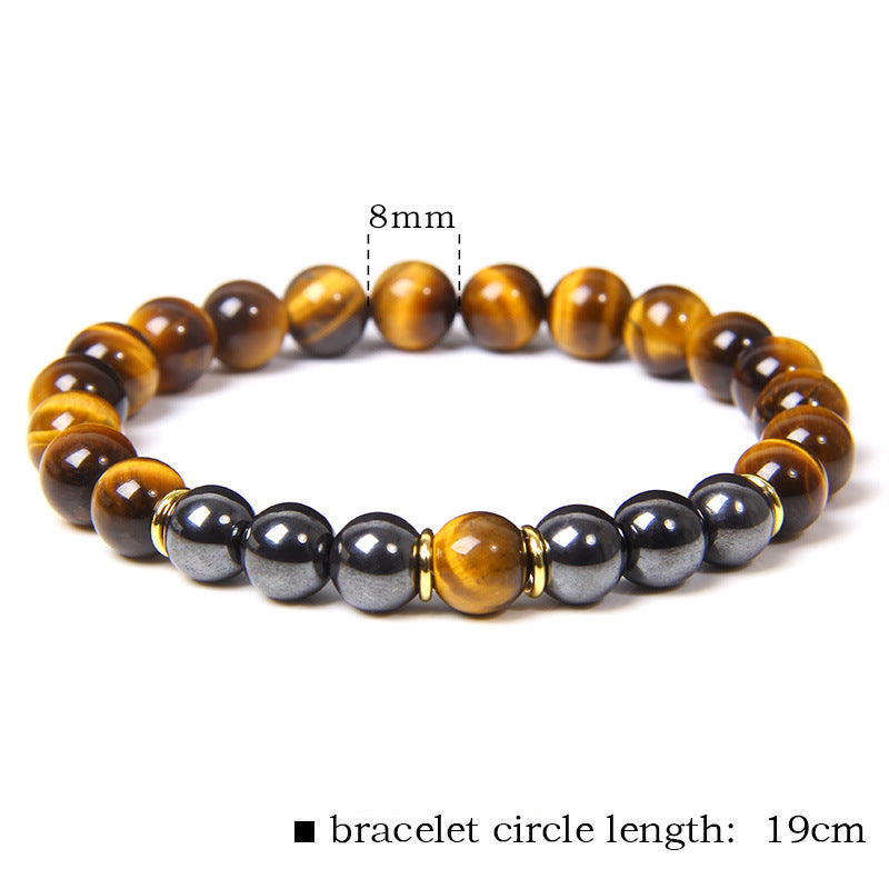 Tiger Eye Stone Bracelet Natural Stone Bracelet - Yellow Tiger / 8mm - Stone Bracelets