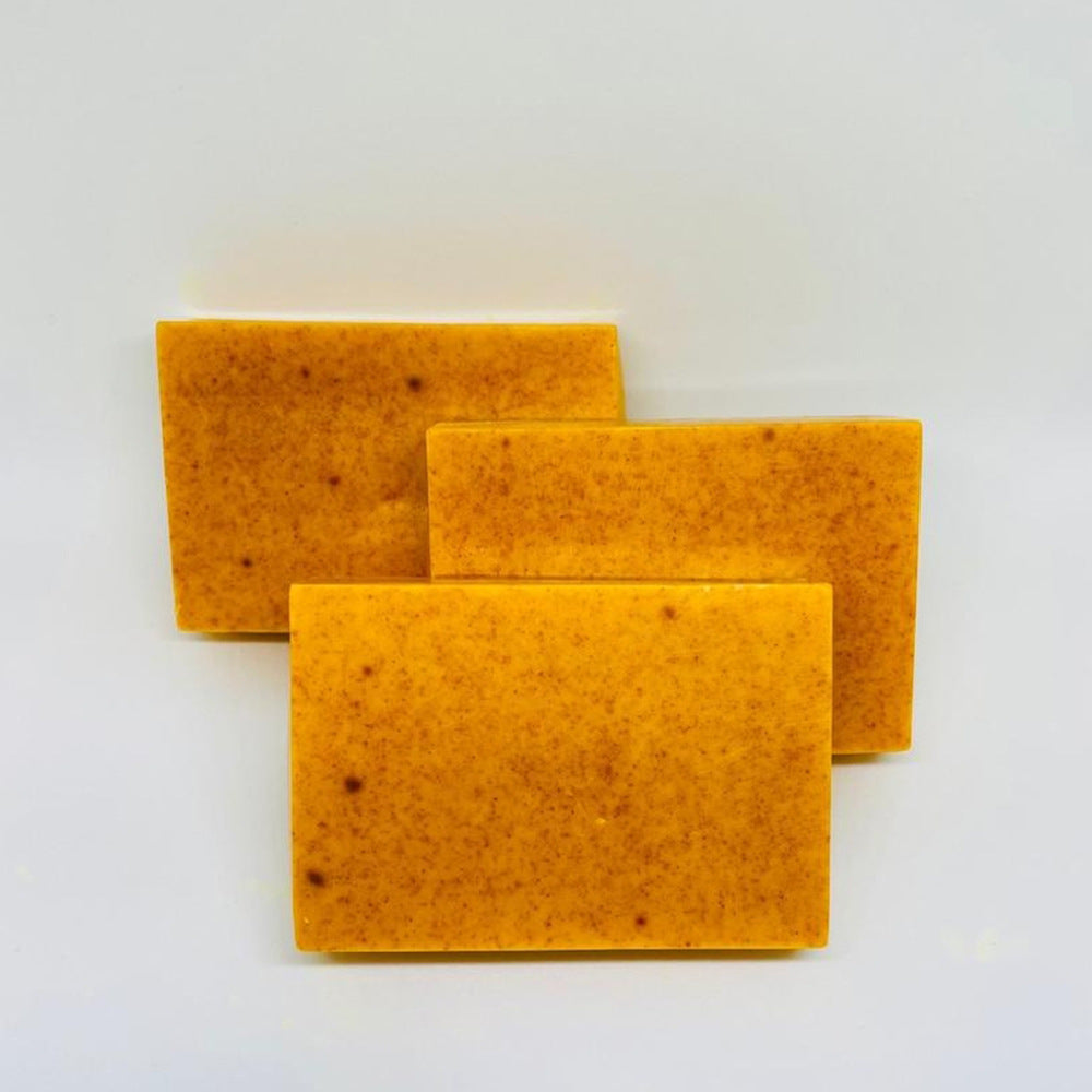 Turmeric Lemon Soap Handmade Cold Process - Lemon Particles Bare Soap / 1PCS - Soaps