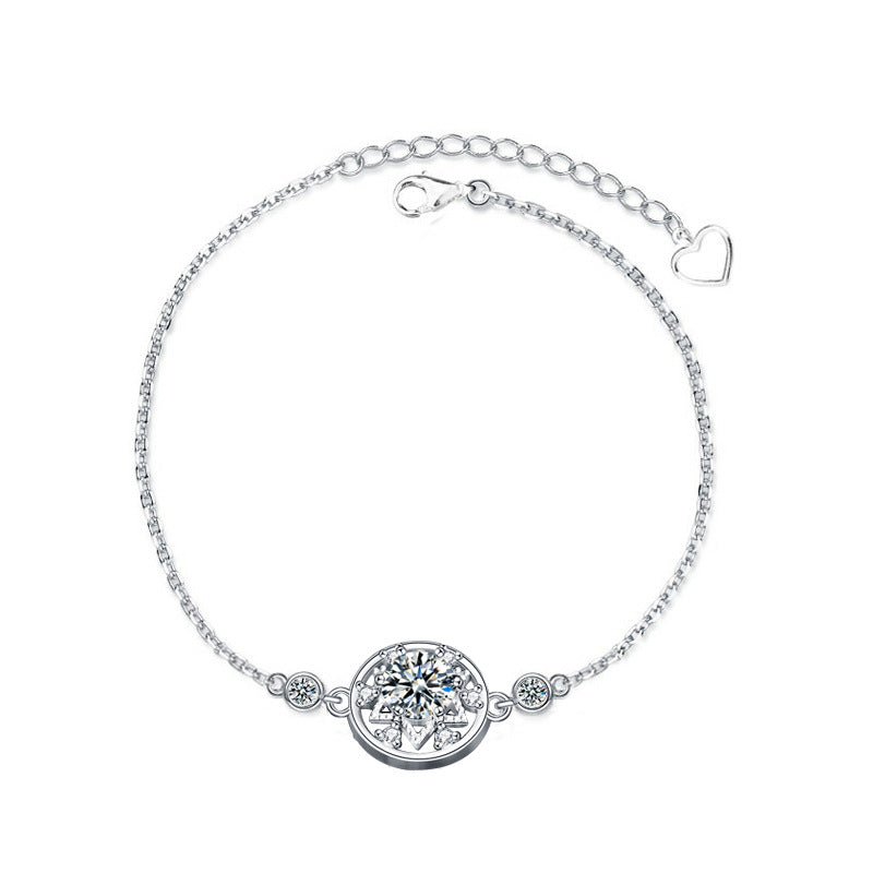 925 Sterling Silver Monternet Moissanite Bracelet - Silver - Sterling Silver Bracelets