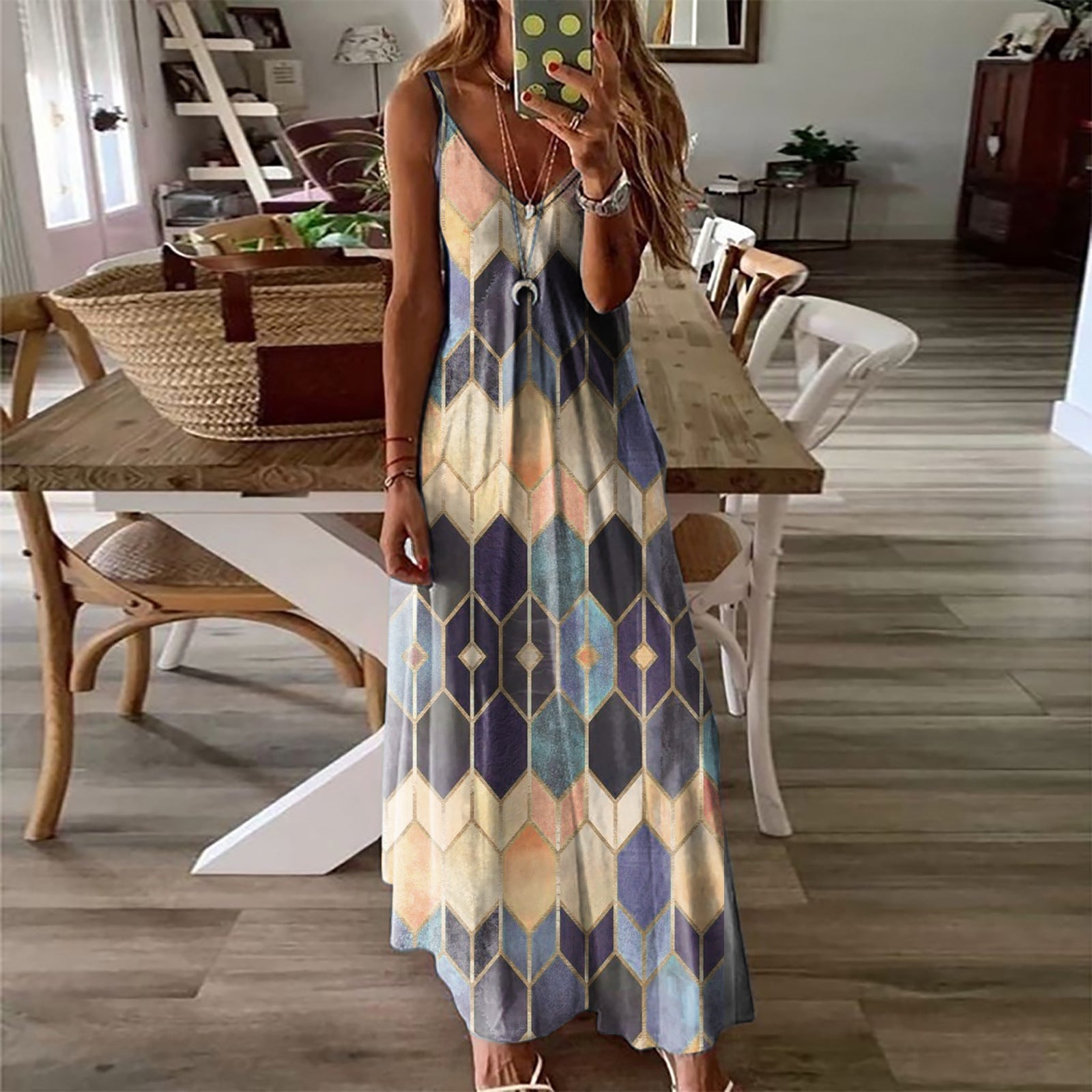 Summer Casual Printed Camisole Long Dress - Dresses Hauptbild