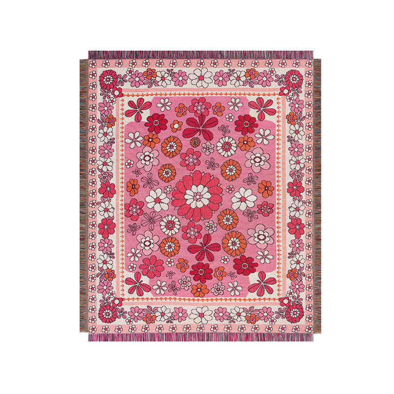 Bohemian Artistic Casual Sofa Cover Throw Rug - Pink Floral / 130x160cm - Sofa Covers