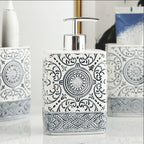 Bohemian Style Ceramic Sanitary Ware Sets - Square Lotion Bottle Gargle Cup Toothbrush Holder - Bathroom Sets