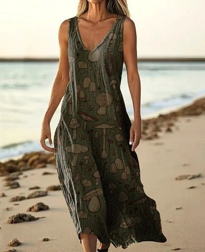 Summer Sleeveless Casual Print Temperament Long Dress - 45 Model E688 / L - Dresses