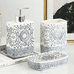 Bohemian Style Ceramic Sanitary Ware Sets - Square Lotion Bottle Gargle Cup Toothbrush Holder - Bathroom Sets