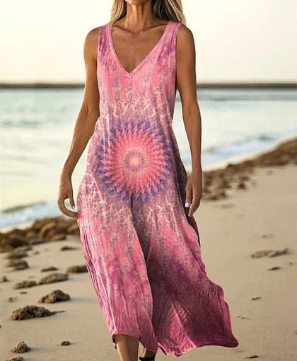 Summer Sleeveless Casual Print Temperament Long Dress - 46 Model E688 / L - Dresses