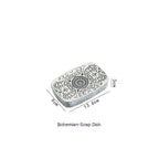 Bohemian Style Ceramic Sanitary Ware Sets - Square Lotion Bottle Gargle Cup Toothbrush Holder - Soap Dish - Bathroom
