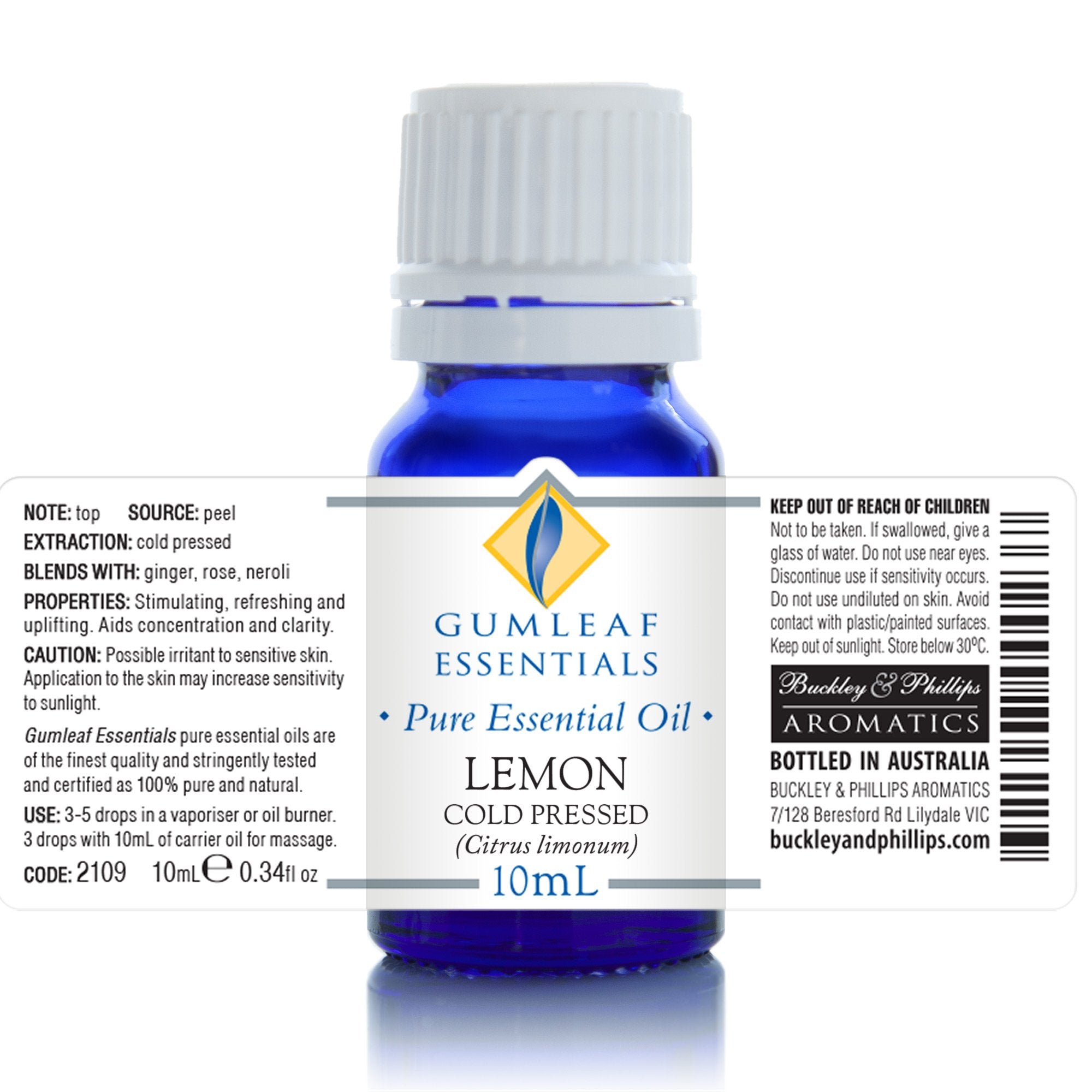 Lemon Cold Pressed Essential Oil 10ml
