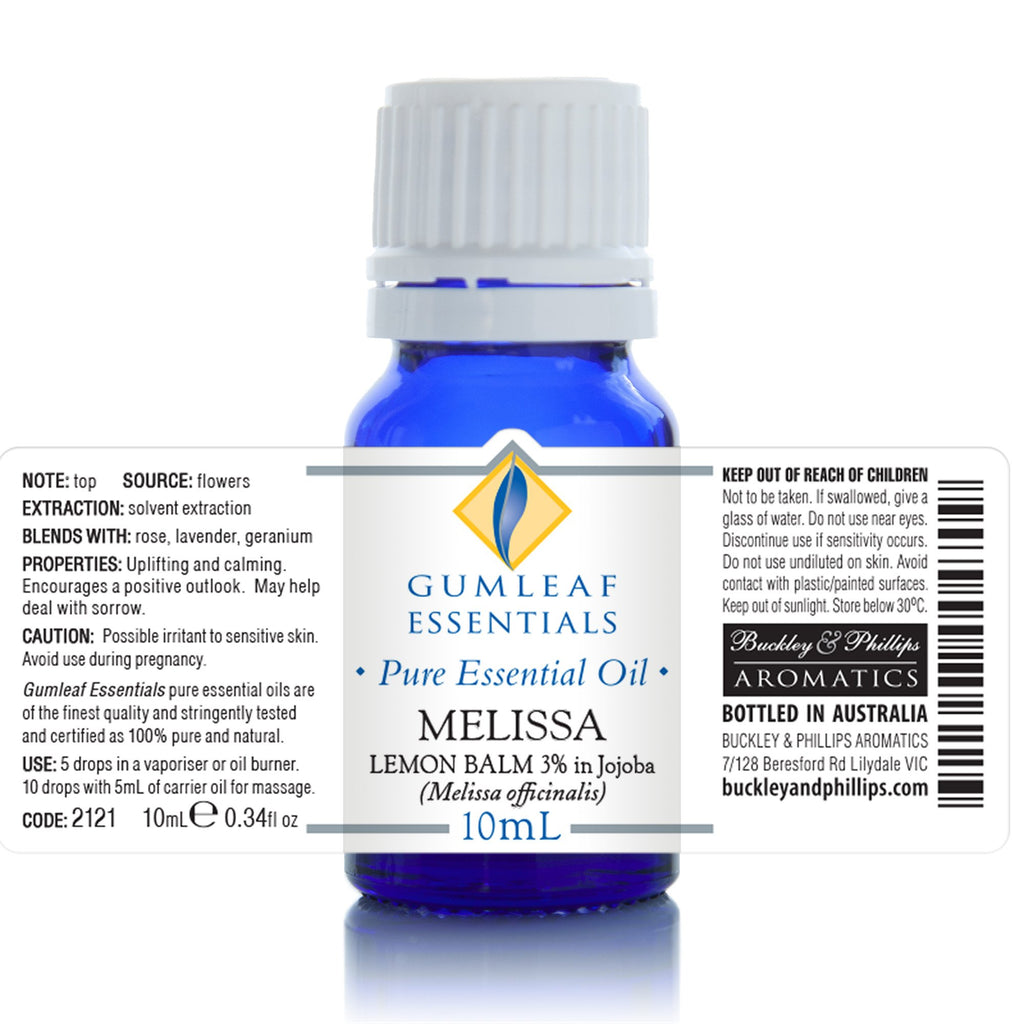Melissa Lemon Balm (3% In Jojoba) Essential Oil 10ml
