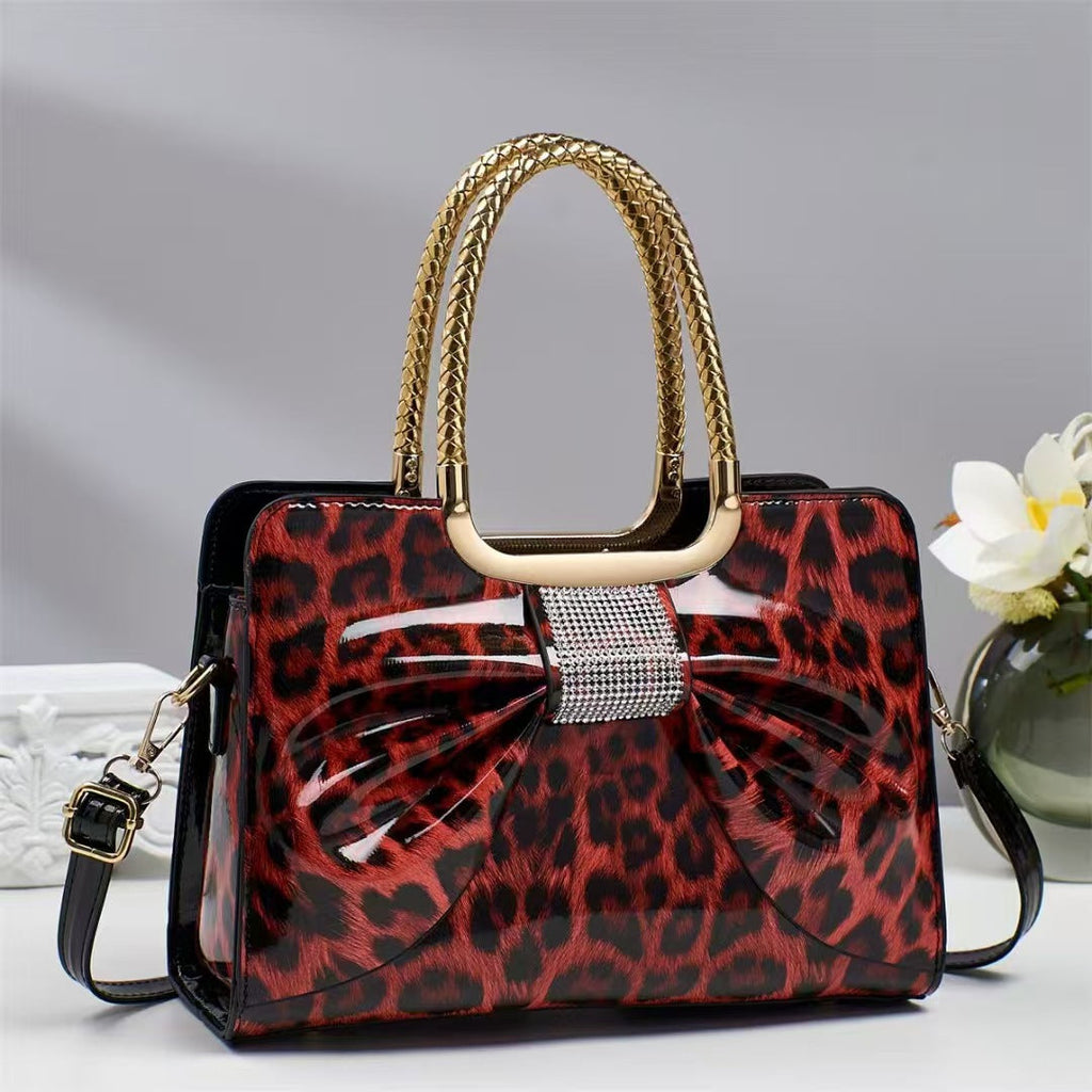 Embellished Versatile Leopard-print Womens Bag - Red / 29X12X21CM - Bags Backpacks & Luggage