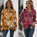 Loose Casual Printed Single-breasted Lapel Shirt