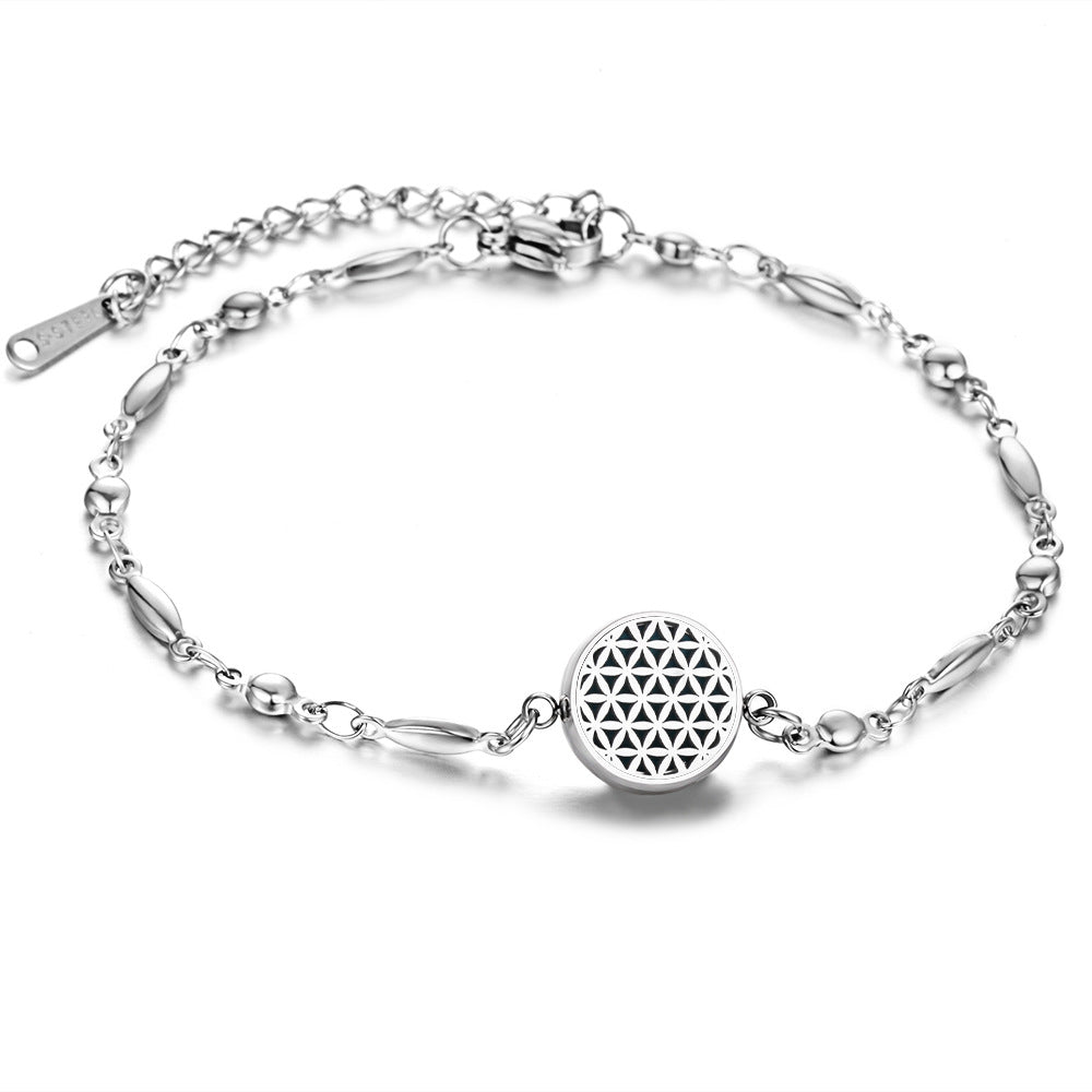 Stainless Steel Openable Aromatherapy Essential Oil Diffuser Box Adjustable Life Tree Essential Oil Bracelet - 09style