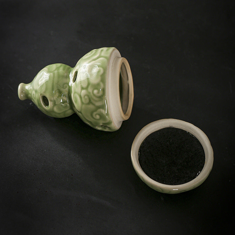 Celadon Gourd Incense Coil Burner Ornaments - Porcelain Gourd Incense Burner - Incense Burners