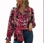 Loose Casual Printed Single-breasted Lapel Shirt