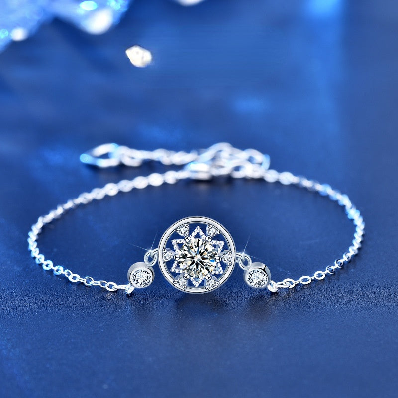 925 Sterling Silver Monternet Moissanite Bracelet - Silver - Sterling Silver Bracelets