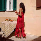 Fashion Hollow-Out Polka Dot Midi Slip Dress - Lightweight Sleeveless Linen-Blend Summer Dress For Women - Womens