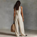 Women's Simple Linen-blend Sleeveless Jumpsuit
