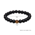 Tiger Eye Stone Bracelet Natural Stone Bracelet - Black Round beads / 8mm - Stone Bracelets