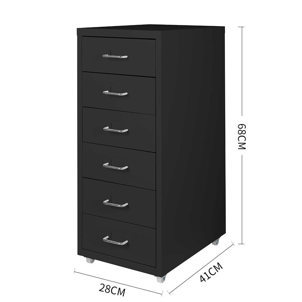 Levede 6 Drawer Office Cabinet Drawers Black-2006733172280266754