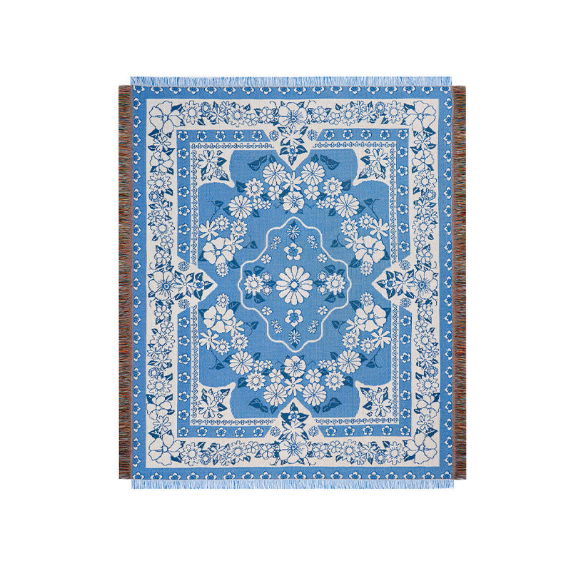 Bohemian Artistic Casual Sofa Cover Throw Rug - Blue Flower / 130x160cm - Sofa Covers