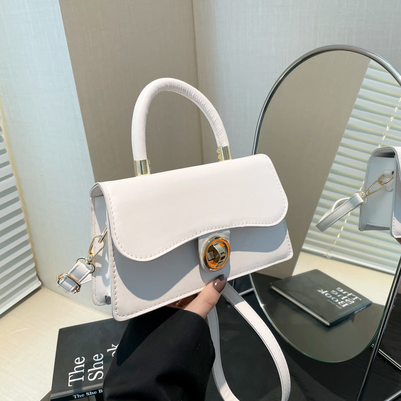 Womens Light Solid-Colour Commuter Crossbody Bag With Lock Closure - White - Bags Backpacks & Luggage