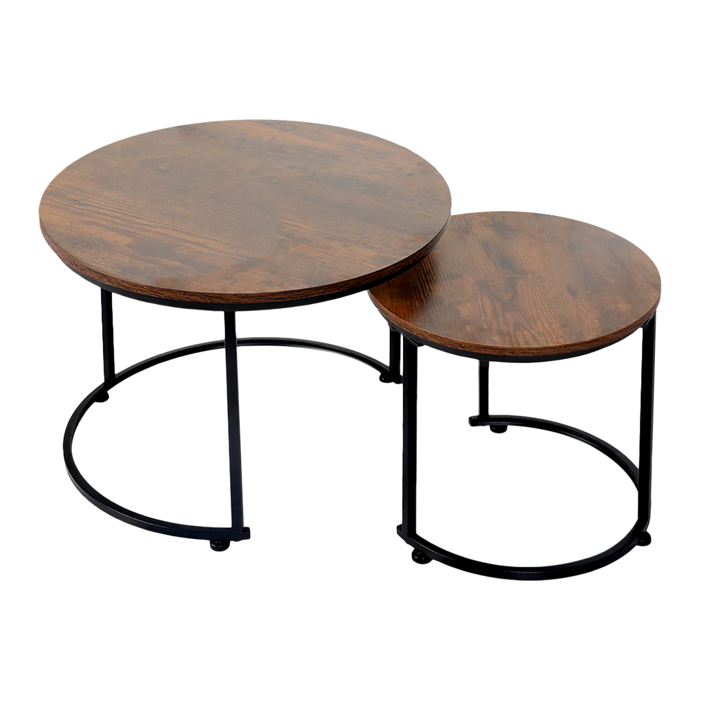 Levede Round Nesting Table Coffee Table Wood Side Table-2006732776480575496