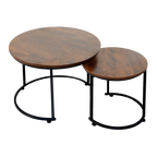 Levede Round Nesting Table Coffee Table Wood Side Table-2006732776480575496