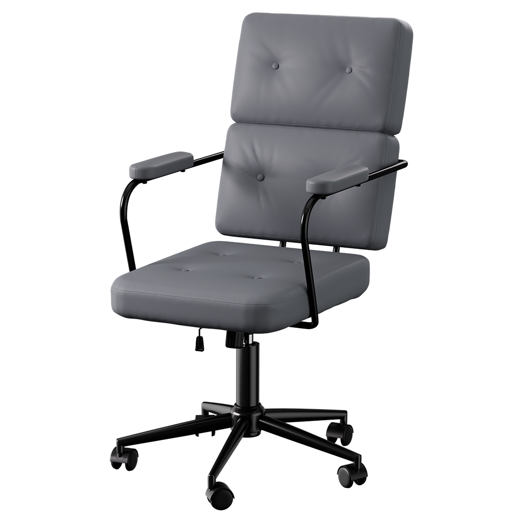 LEVEDE Ergonomic Office Chair Computer PU Grey-2029387206975688712