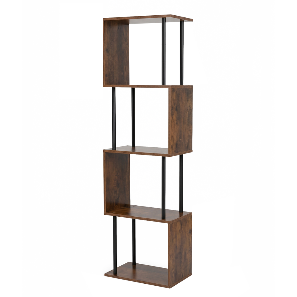 Levede Bookshelf 5 Tier Display Shelf Bookcase Storage Rack S-Shaped Anti-Tip-2050056772479225865