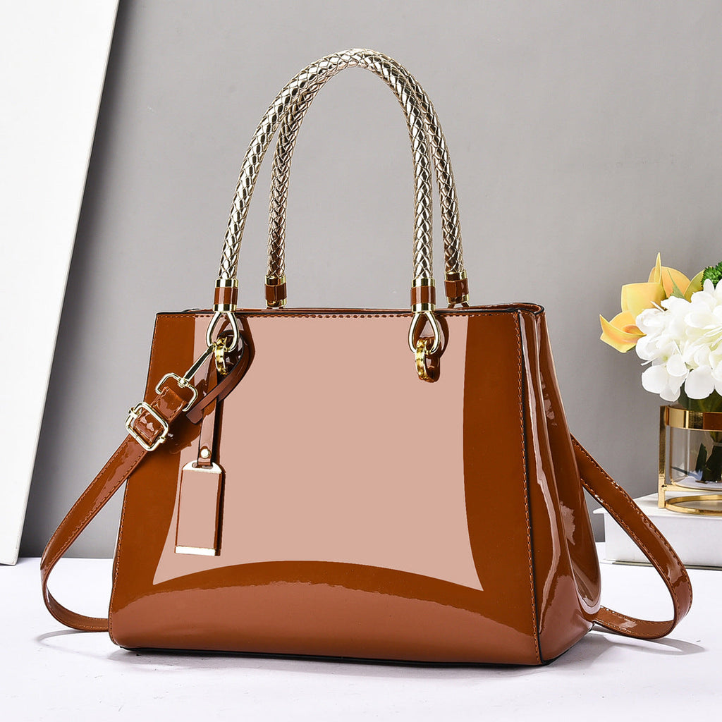 Glossy Large-Capacity Casual Shoulder Crossbody Handbag - Brown / 29X13X21CM - Bags Backpacks & Luggage