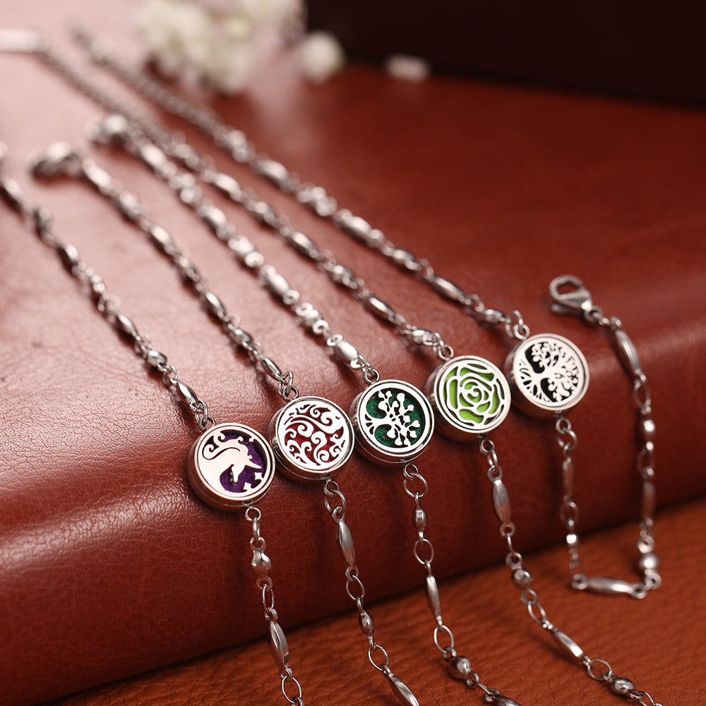Stainless Steel Openable Aromatherapy Essential Oil Diffuser Box Adjustable Life Tree Essential Oil Bracelet Hauptbild