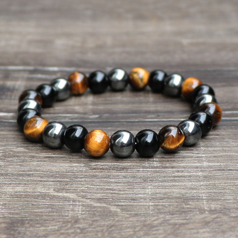 Tiger Eye Stone Bracelet Natural Stone Bracelet - Black 4 / 10mm - Stone Bracelets