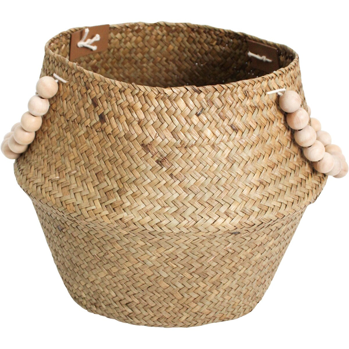 Belly Basket Black/nat Beads | 28 x 28 x 22 cm