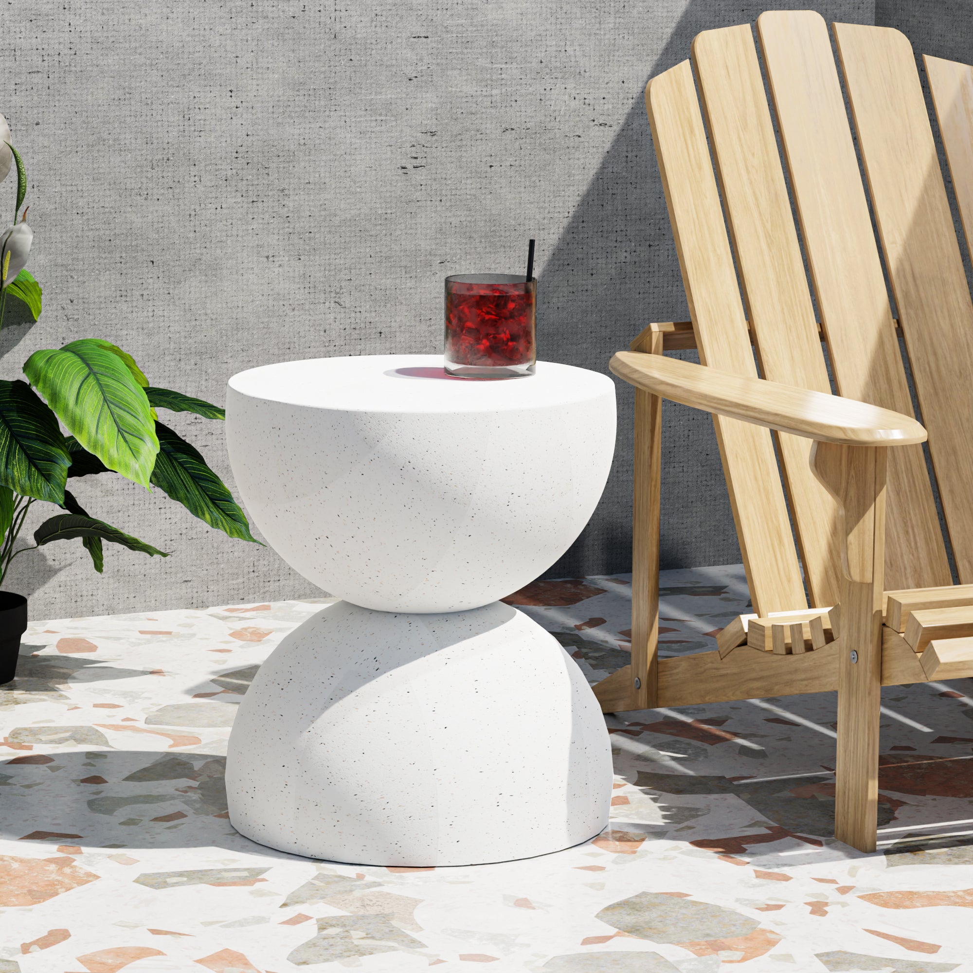 Levede Side Table Terrazzo Coffee Tables Beige-2018816896694095879