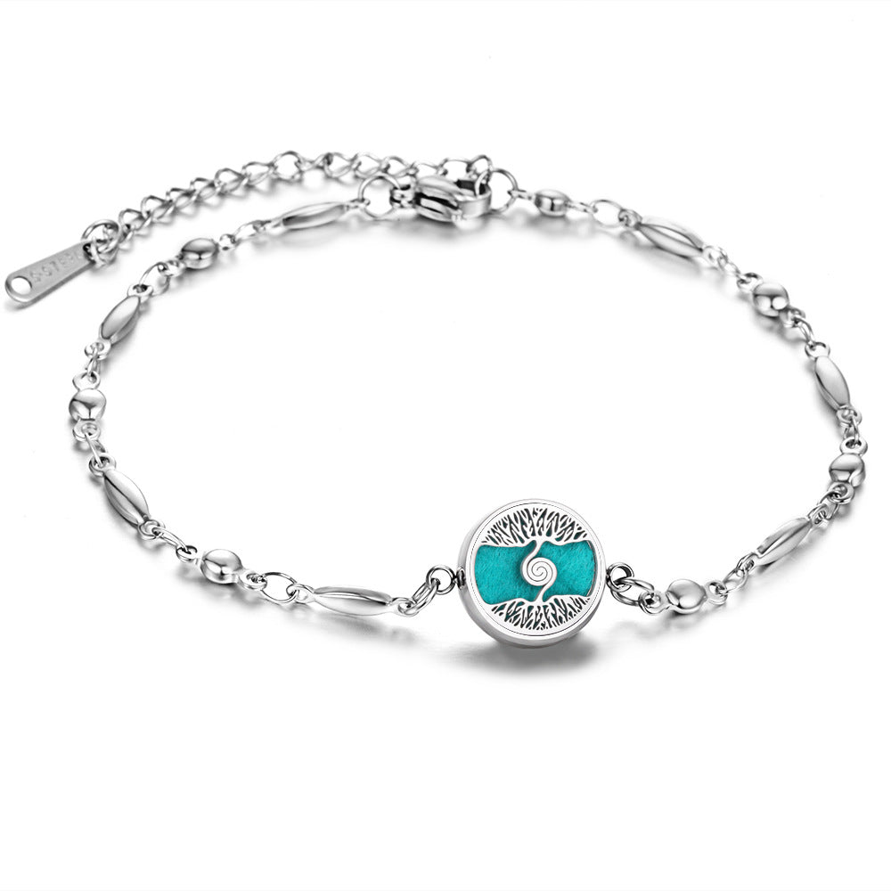 Stainless Steel Openable Aromatherapy Essential Oil Diffuser Box Adjustable Life Tree Essential Oil Bracelet - 03style